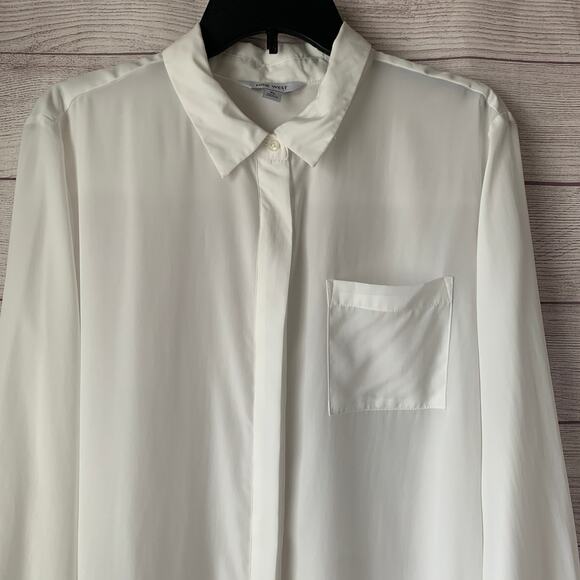 Nine West White Button Up Shirt Long Sleeve with Pocket Size XL - Picture 2 of 15